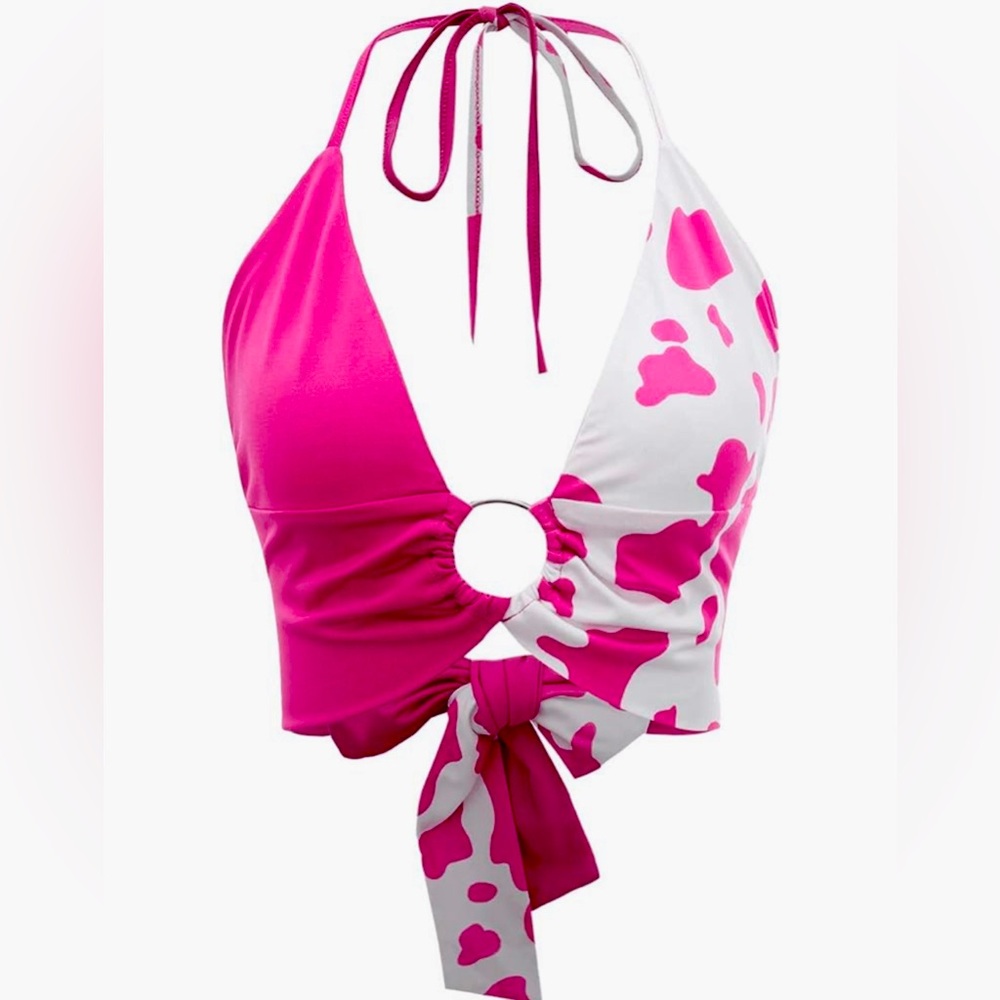 Pink & White Halter Top